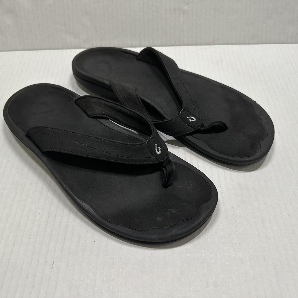 OluKai Ohana Shoes Womens Size 10 EU‎ 40 Black Flip Flop Sandals Comfort Casual